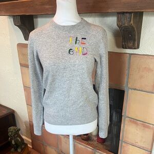 Lingua Franca Gray “the end" Crewneck Cashmere Sweater, size XS